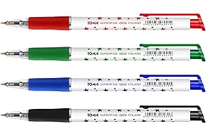 TOMA Zestaw długopisów, 4 sztuki, klasyczny długopis z cienkopisem, automatyczne pisaki z cienką końcówką