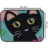 Glipet Kedi Tuvalet &Ouml;n&uuml; Elekli Paspas Bıyıklı Black 60X45 Cm