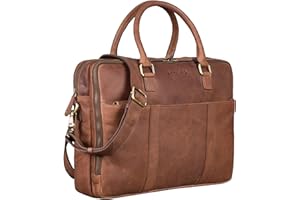 STILORD 'Drake' Sacoche d'affaires Cuir Vintage Sac Business Cuir Homme Femme | Vintage Sac Bureau Grand Format pour Bureau, Travail & Ordinateur Portable 15,6 Pouces, Couleur:Messina - Marron