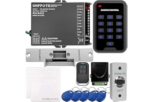 UHPPOTE Kit de contrôle d'accès pour une-porte avec 125KHz RFID EM ID Clavier et Serrure électrique Télécommande Bouton d'exit