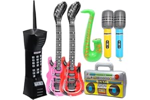 GOLDNICE Inflatable Rock Star Party Props, 80's 90's Theme Party Decorations, Rock and Roll Hip Hop Theme Party Favors (Phone ballons)
