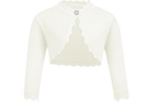 trudge Cárdigan Básico para Niña Bolero de Manga Larga para Niños Chaqueta de Hombro Chaqueta de Bolero Corto para Vestido de Comunión Vestido de Bautizo