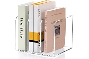 SANRUI Magazine Holder,Transparent 3 Slots Vertical Compartments Magazine File Holder,Document Folder for Office Organization and Storage,Clear Desk Organizer 1 Pack (B5)