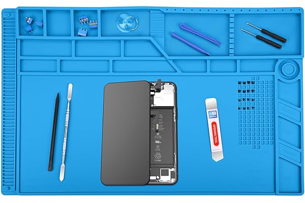 MMOBIEL Tapis de réparation et de soudure en silicone - 55 x 35 cm - Tapis en silicone résistant à la chaleur jusqu'à 500 °C - Tapis d'établi pour travaux de soudure, réparation de téléphones
