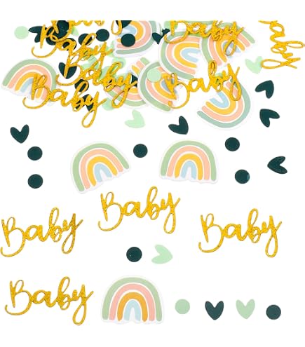 Grüne Babyparty-Konfetti Mit Eukalyptus & Salbei – 220 Stück, Sechseckig, Gold-Akzente, Für Tischdeko