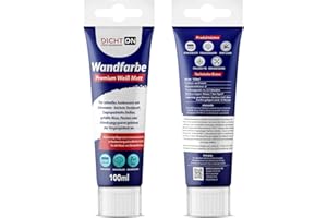 DICHTON Wandfarbe Ausbessern weiß mit Schwamm 100ml Tube einfaches Auftragen, höchste Deckkraft, hohe Reichweite - Innenfarbe scheuerfest, emissionsarm, spritzarme Ausbesserungsfarbe D.63W