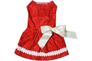 Amaone Hunde-Cheerleader-Outfit Haustier-Hundekleid aus Baumwolle, Frühling und Sommer, Haustierkleidung, Frühling, niedlich, Heimtierbedarf, Baumwolle, Pfirsichkleid, Bogenrock Stolz (Red #1, S)