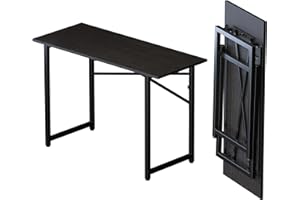 Lutown-Teen Folding Computer Desk 120 cm, Writing Gaming Computer Camping Table, No Assembly Required Home Office Desk, Black