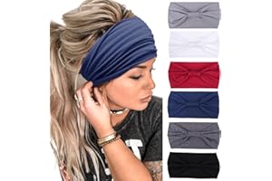 Mscat 6 Packs Wide Headbands Twisted Women's Fashion Headbands for Yoga Workout Non-Slip Sweat Soft Headbands Solid Color Hair Headbands