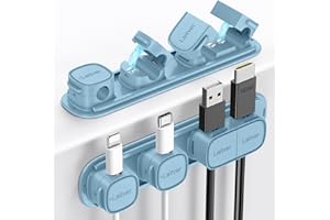 Laitver Clip per Cavi, 6 Pezzi Magnetico Fermacavi, Autoadesivi Organizer Cavi Scrivania con Base in Plastica, Accessori Scrivania Gestione Cavo per Auto, USB, Casa, Ufficio, Comodino