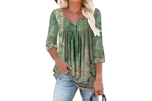 CHICZONE Women V Neck Tops Casual Tunic Tops Buttons Up Shirts Blouse for Leggings