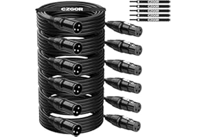 Czgor DMX-Kabel 5m 6 Stück, flexibles 3-poliges DMX-Kabel, XLR-Stecker auf Buchse, Beleuchtungsdrahtkabel für Bühnenbeleuchtung, Signal, XLR-Verbindung, Bühnenlichtkabel für Bühnenbeleuchtung