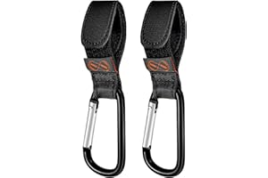 DIKASLON Clip per passeggino, ganci multiuso per passeggino Clip per carrozzina per passeggino per borsa per cambio e borsa della spesa, realizzata per i genitori - Misura universale, nera, confezione da 2