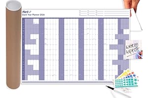 MAP MARKETING MARK IT Extra Large Yearly 2026 Wall Planner UK Holidays - Reusable Laminated Wall Calender 2026 with Dry Wipe Pen & Stickers - Wall Planner 2026 UK Made with Rolled Delivery - (79 x 116cm)