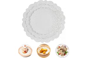 WEINIBAO 300 hojas de manteles de encaje redondos para tartas, color blanco, punta para tartas, papel redondo, manteles individuales de papel, posavasos de papel para bodas, cumpleaños, tartas, postres