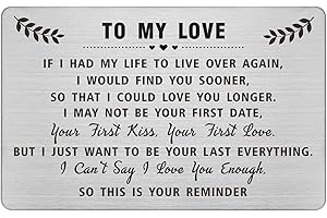 DEGASKEN To My Love Card for Him Men - I Just Want To Be Your Last Everything - Sentimental Gifts for Husband Boyfriend Fiance, Personalised Metal Wallet Card