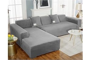UYEOCO Velours House Canape d'angle Canapé Protecteur Extensible Housse de Canapé d'angle avec Accoudoirs 1 2 3 4 Places, Couverture de Canape?Le canapé d'angle en L Doit en Acheter Deux? ( Color : J , Size