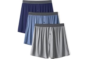 DAVID ARCHY Bokserki męskie luźne dopasowane guziki otwarte muchy bambus sztuczny jedwab bielizna