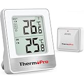 ThermoPro TP200C Dijital Ev Termometresi, LCD Bluetooth İ&ccedil; ve Dış Mekan Termometresi, 150 m'ye kadar Sıcaklık Sens&ouml;rl&uuml;