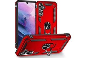 Fetrim Funda para Galaxy A34 5G, Carcasa Shock Absorción de con Anillo de rotación Soporte para Samsung Galaxy A34 5G Rojo