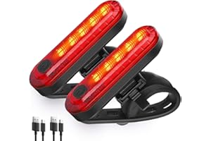 DHINKYOUNG 2 Pack LED Rear Bike Tail Light with 4 Light Modes, Ultra Bright USB Rechargeable Bicycle Taillights, Waterproof Bike Back Light for Cycling Helmet Backpack Safety Warning