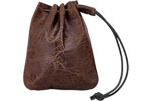 Beebeecraft Sacchetto In Pelle con Coulisse Borsa Portagioie In Pelle di Vacchetta 14.5x12.5cm Marrone Cocco Piccolo Portamonete Antipolvere per Gioielli