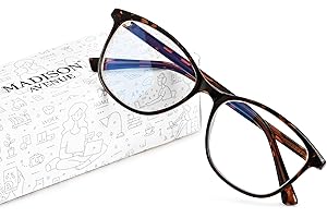 Madison Avenue Blue Light Blocking Glasses Anti Eyestrain UV Glare Blue Light Glasses for Women TV Phone Computer Gaming Eyeglasses (Demi)