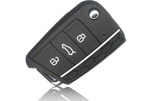 FOAMO Custodia per chiave auto, compatibile con VW Golf 7, SEAT, Skoda, in silicone, per chiavi dell'auto, colore nero e bianco