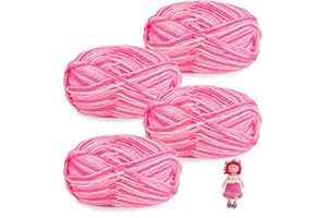 Bieiyhe Bolas de Hilo de Lana Colorido 4 X 50 g,Ovillos de Lana para Crochet,Hilo Grueso para Tejer a Mano,Chunky Yarn for Hand Knitting,Hilo para Tejer a Ganchillo,Ovillo de Hilo de Algodón para DIY