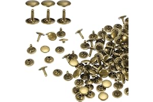QUARKZMAN 60 Ensembles de Rivets en Cuir à Double Tête, 12X12mm Rivets Ronds Tubulaires Métal pour Fabrication Cuir Ceinture en Tissu, Rivet à Frapper Réparation Décoration de Sacs, Bronze