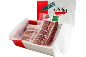 OLALLA 1 kg Epaule Jambon Iberique Tranche Cru au Couteau - Jamon Iberico Espagnol Cru - Charcuterie Ibérique Espagne Panier Gourmand - (10 packs 100 gr)