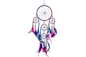 Pink Pineapple Dreamcatcher bunt mit Federn und Silber Perlen: Handgemachter Traumfänger in Vielen Farben - Königsblau, Rosa, Lila, Kleiner Traumfanger (12 x 35 cm)