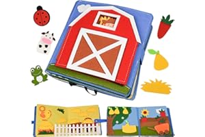 Zequech Educational Sensory Fabric Book, Children's Felt Learning Toys, Farm Orchard Themed 3D Activity Board, Montessori Gift For 3+Year Old Children
