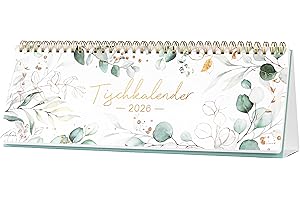 INDEME Tischkalender 2026 - Wochenkalender 2026 von Januar 2026 bis Dezember 2026, 1 Woche 2 Seiten, Kann flach stehen oder liegen, 29,5 x 10,5 cm, Grün