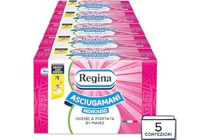 Regina Toallas desechables – 5 paquetes de 100 servicios cada una, toallas desechables prácticas e higiénicas, 100% celulosa FSC, biodegradables, paquete dispensador