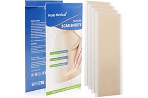 KASURE Silicone Scar Sheets,seis Piezas Silicone Scar Tape,eliminación De Cicatrices De Acné, Cirugía, Cicatriz De Quemaduras Reductor Cicatrices (4 cm * 15 cm)