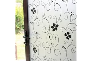 DUOFIRE Privacy Window Film Frosted Decorative Window Sticker Non Adhesive No-Glue Static Cling Glass Film Anti-UV Film (90cm X 300cm， DP014B)