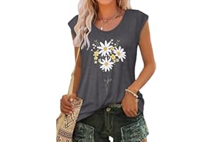 FLORYNOVA Womens Cap Sleeve Tops Summer Loose Fit Tee Shirt Basic Casual Tunic Blouses