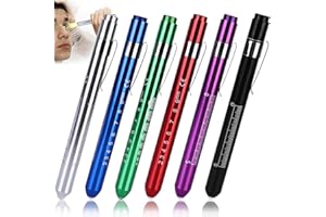 MOLBORY Lot de 6 lampes pupilles de diagnostic : stylos pour infirmières réutilisables LED avec clip de poche Lampe pupille Service d'urgence pour infirmières, étudiants, médecins