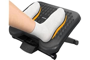 ACROPAQ - Repose Pied Bureau - Antidérapant, 3 Hauteurs réglables, Inclinaison de -30 à +30 degrés - Repose pieds ergonomique, Repose-pieds - Gris