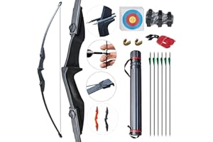 D&Q Set di tiro con L'Arco con Arco e frecce Set di tiro con L'Arco con Arco Dritto Pratica di tiro Durevole Archi da tiro con L'Arco per Principianti Adulti Regalo per Giochi all'aperto