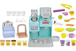 Play-Doh Kitchen Creations Superkolorowa kawiarnia | Zabawka dla dzieci ze sztucznym jedzeniem i kawą | 20 akcesoriów 8 tubek z ciastoliną po 56 g | Pomysł na prezent dla 3-latka i dla przedszkolaka