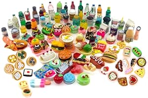 YSBCNK 50 PCS Pretend Food, Miniature Food Drink Mixed Resin Mini Pretend Foods Play, Mini Food, Miniature Food, 1:12 Scale Miniature Dolls House Food Accessories, Play Kitchen Game Party Toys(Random)