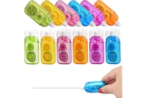Xzeemo 12PCS Colorful Correction Tape, 4m x 5mm Correction Tape Roller, Writing Tape Pocket Mouse, Retractable Mini Correction Tape, Correction Rollers for School Office Students (B)