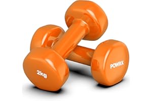 POWRX Haltères en Vinyle - Paire d'halteres de musculation - Poids musculation de sport, fitness, yoga