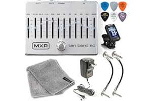 Tonebird MXR M108S Ten Band EQ Dual Output True Bypass Effects Pedal 10-BAND Equalizer w/ ECB004, Patch Cable, Picks, Polishing Cloth Bundle