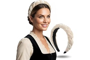 JunD Damhårband flätade, brett sammetshårband för Dirndl, dräkter & Oktoberfest hårtillbehör, halkfritt pannband inte tryckan