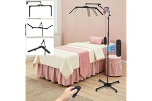 Woputne 40W Foldable Square Lash Light for Beauty Eyelash Tech Tattoo, 3 Color Modes & 10 Dimming Brightness, 34.5in Adjustable Lamp Head & Arms, Remote Control LED Lash Tech Light (Black)