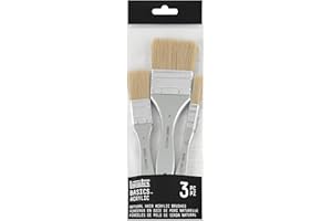 Liquitex pinceaux pour peintures acryliques Basics Set DE 3 Soie DE Porc Naturelle, Plastique