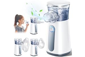 MIODURO Nebulizer Aerosol Portatile Silenzioso, 2 Maschere E Boccaglio, Macchina Aerosol Adulti e Bambini che Efficace per Alleviare la Respirazione, USB-C Ricaricabile